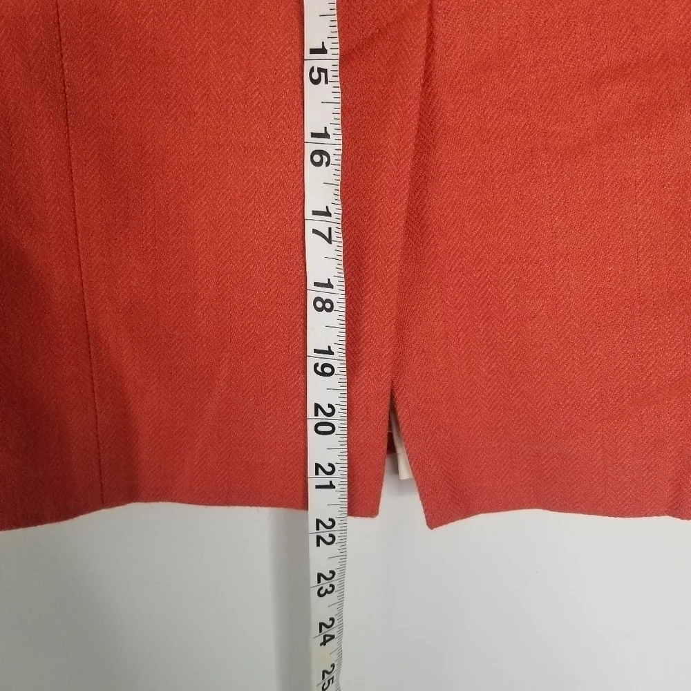 J. Crew 100% Wool Orange Pencil Skirt Size 4 Button Tabs Careerwear